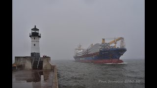 A Snowy Arrival for  the BBC Maine 23rd ship bringing Wind Turbine Parts to Duluth   102020