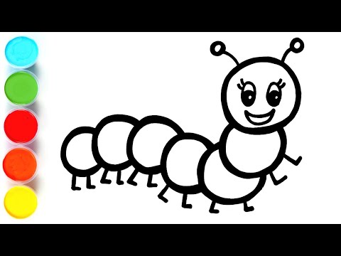 Caterpillar Rainbow Drawing, Painting, Coloring for Kids & Toddlers | Let's Draw, Paint Watercolor