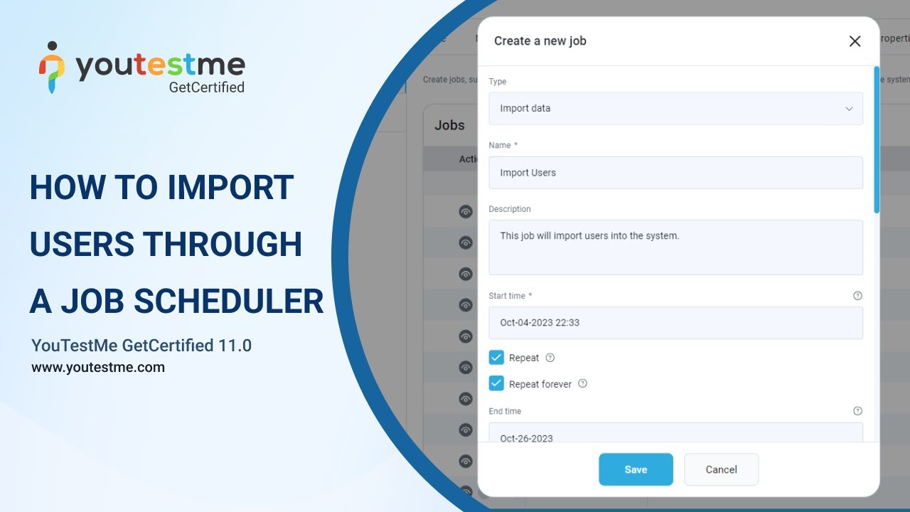 YouTestMe GetCertified 11.0 - Importing Users via Job Scheduler - YouTube