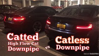 Catless Downpipe vs Catted Downpipe (High Flow Cat) Exhaust Tone Difference - BMW N55
