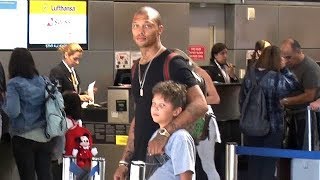 EXCLUSIVE - Hot Felon Jeremy Meeks And Son Jeremy Jr. Catch A Flight Together