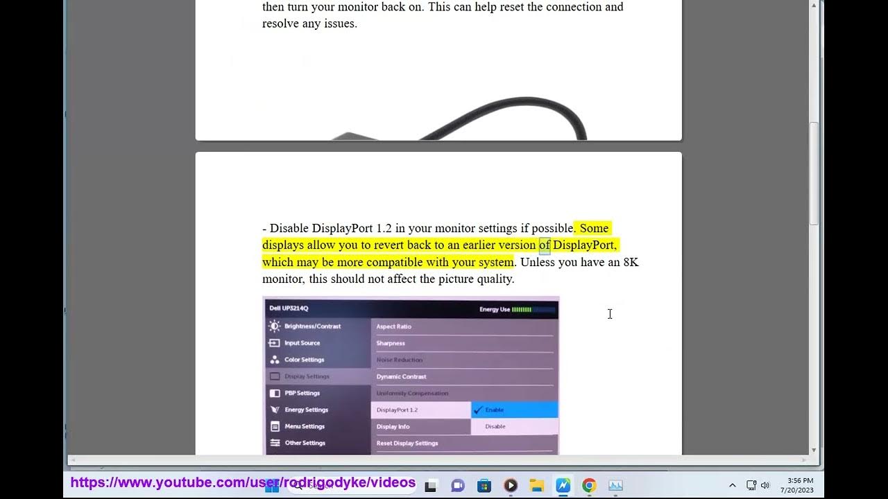 Fix DisplayPort black screen flicker YouTube