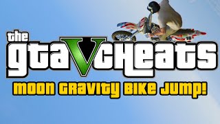 GTA 5 Cheats : Ultimate Moon Gravity Bike Jump! (GTA 5 PS4 Gameplay)