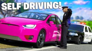 Self Driving TESLA Trolls Cops in GTA 5 RP!