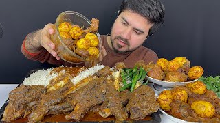 ASMR; Eating Spicy Mutton Nulli+Spicy Chicken Curry+Spicy Eggs Curry With Rice+Extra gravy Mukbang