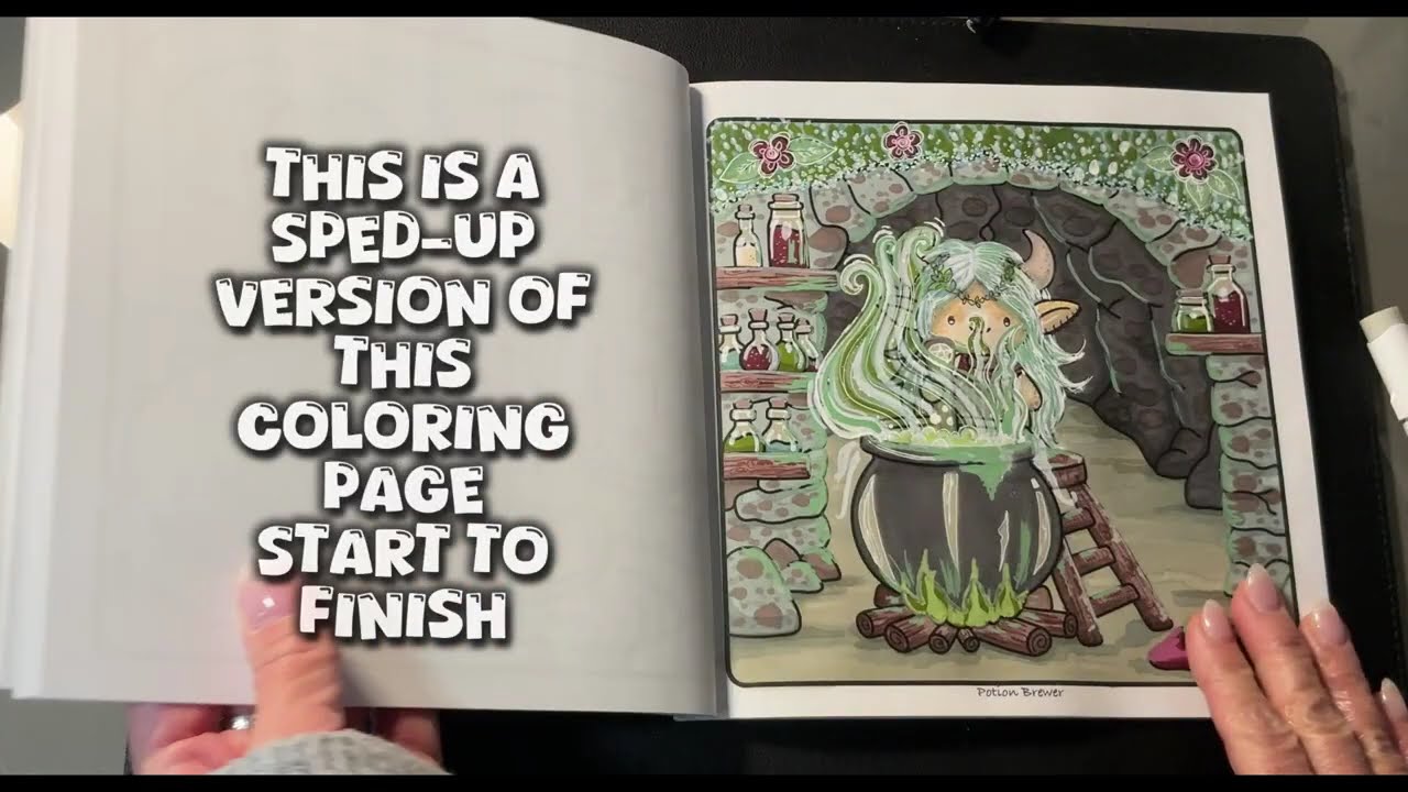 Timelapse Full Coloring Page HuldraFolk MOuntain Village Colorig Book ~ ohuhu markers 