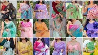 New Model Organza Saree Blousedesigns I Stylish Organza Saree Blouse