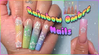 2xl Rainbow Ombre Nails |acrylic application