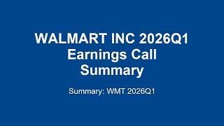 WALMART INC 2026Q1 : Walmart Q1 FY26 Earnings: Strong Growth & Future Outlook!