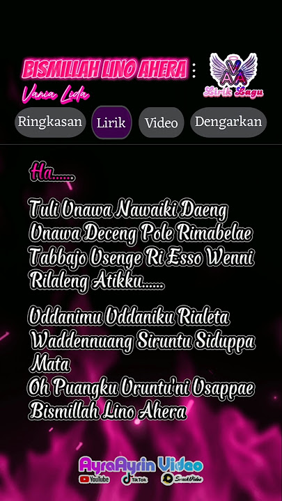 BISMILLAH LINO AHERA - Vania LIDA || Lirik Lagu || Lagu Bugis Viral #liriklagu #lagubugis #shorts