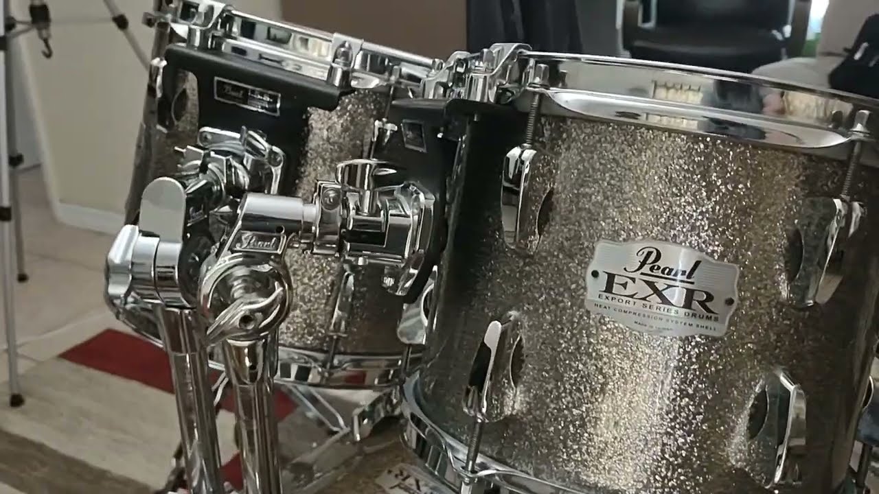 Pearl Export EXR 5 piece build in Silver Sparkle with Pearl Masters Snare