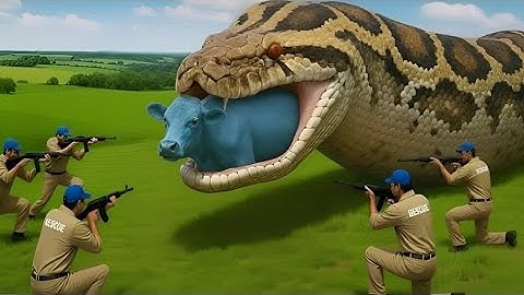 Fearless Heroes Save Hyperactive Mother Cow from Giant Python’s Terrifying Attack