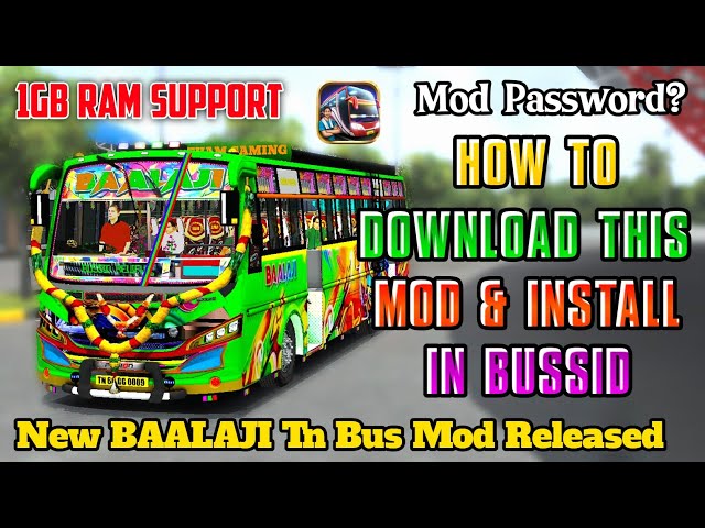 How To Download BAALAJI Tn Pvt Bus Mod Mod Password! 1Gb Ram Support Bussid #rsgamingupdates #bussid class=