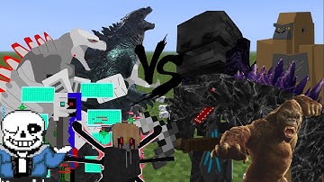ASHES SKELETON TITAN vs ERRORUNRY and XANS, SANS vs MOBZILLA and KONG and more: MCPE Mob Battles!