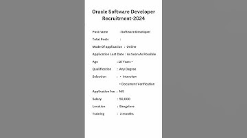 Oracle software developer recruitment 2024 #privatejobs #shorts