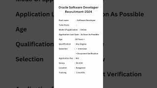Oracle software developer recruitment 2024 #privatejobs #shorts