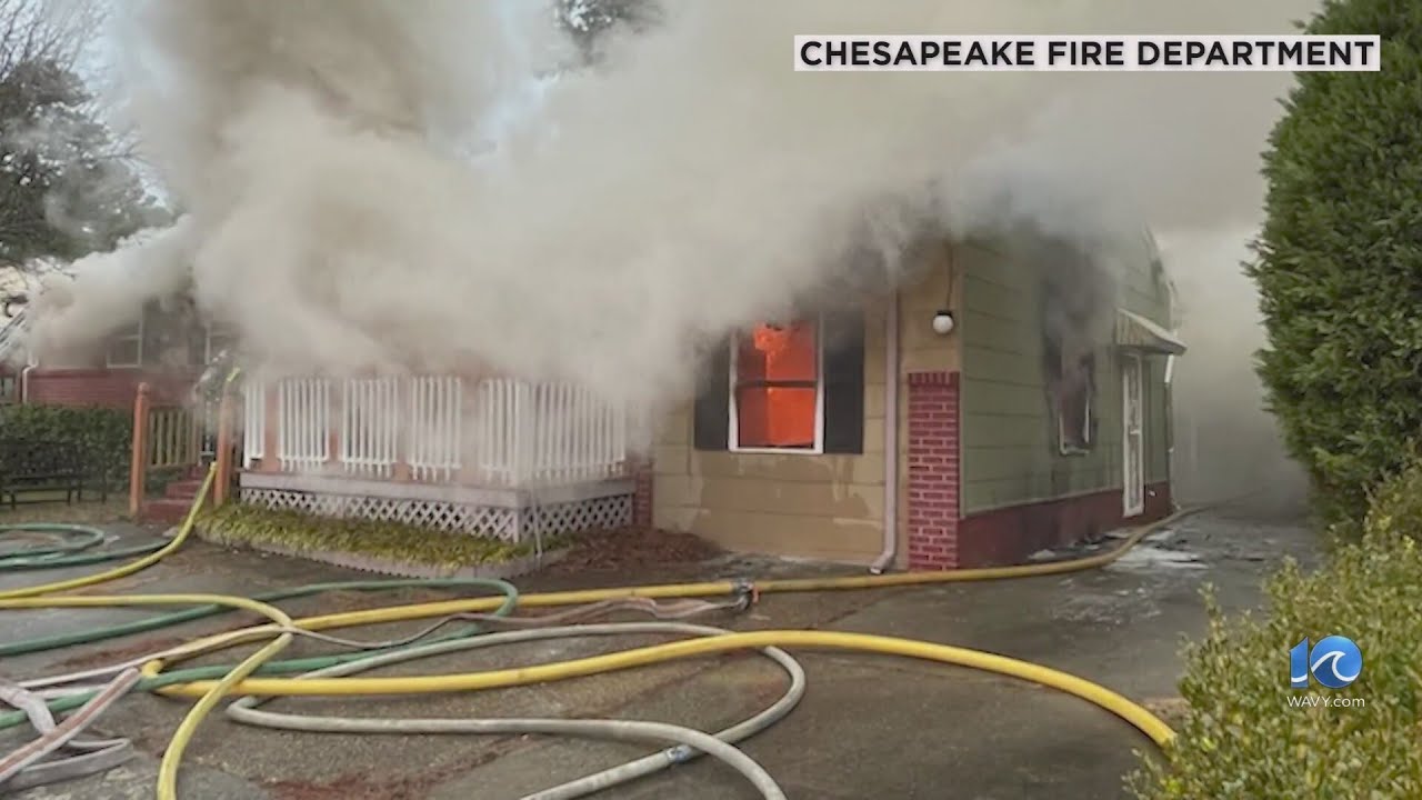 Two people displaced after Chesapeake fire leaves giant hole in roof of ...