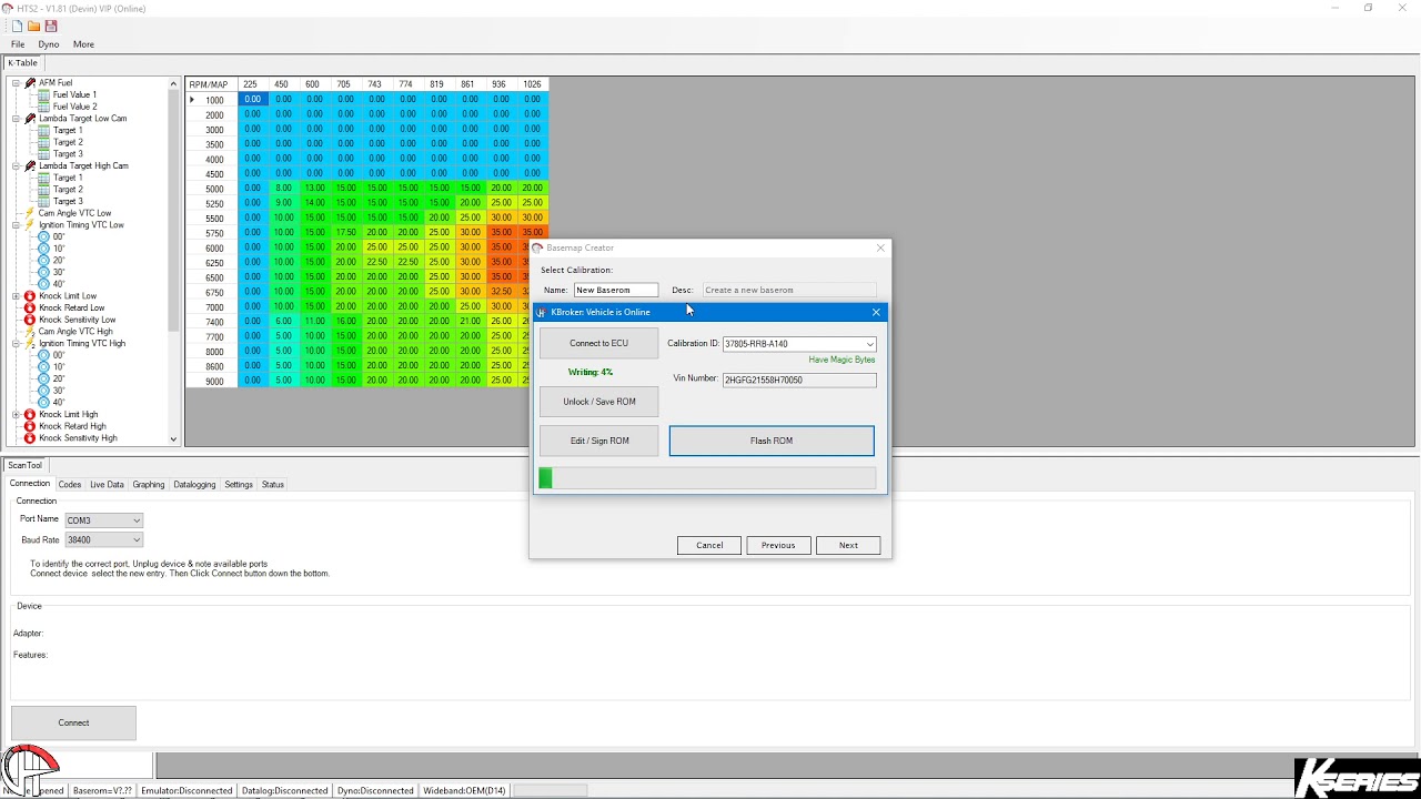  Honda Tuning Suite Writing K series rom to ECU. YouTube