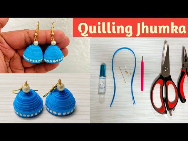 Quilled jhumkas with resin stud earrings8 - Dsignstudio - 4299475