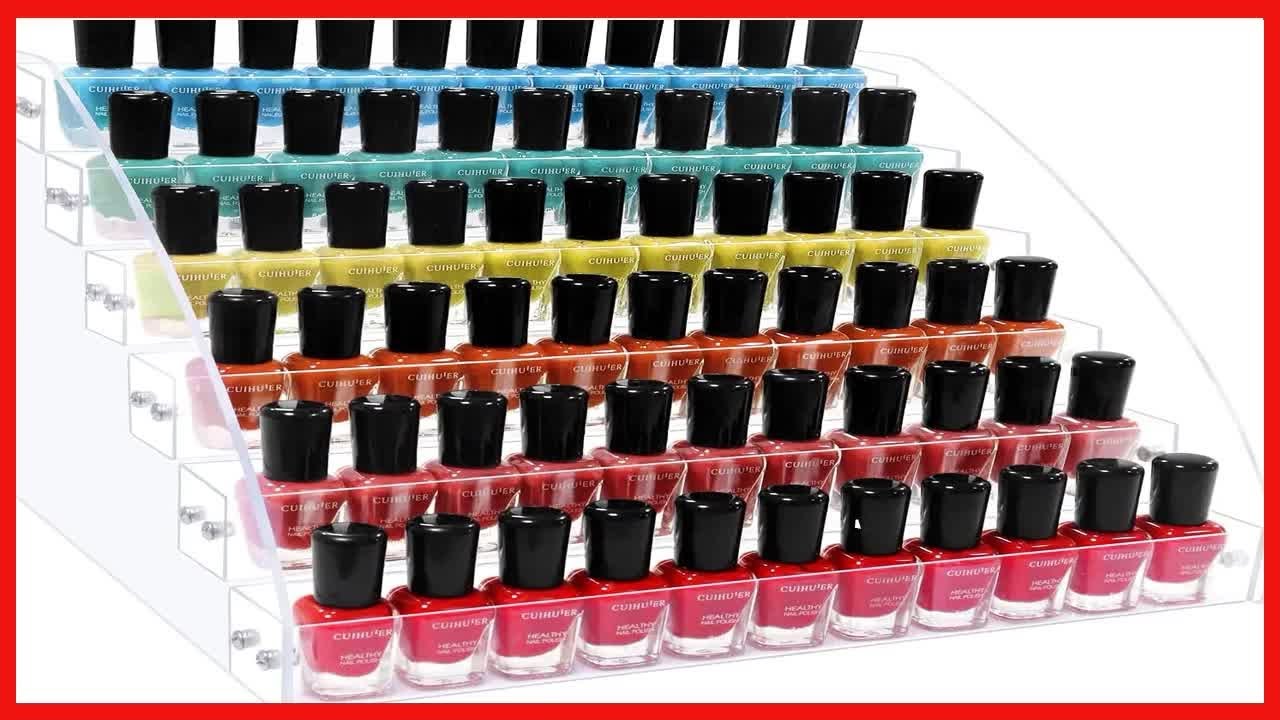 KLATIE Nail Polish Organizer 6 Layers Acrylic Nail Polish Rack, Acrylic