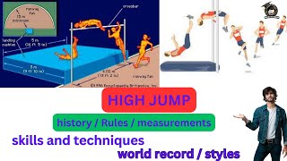 high jump history / Rules / measurements/skills and techniques / world record / styles in English