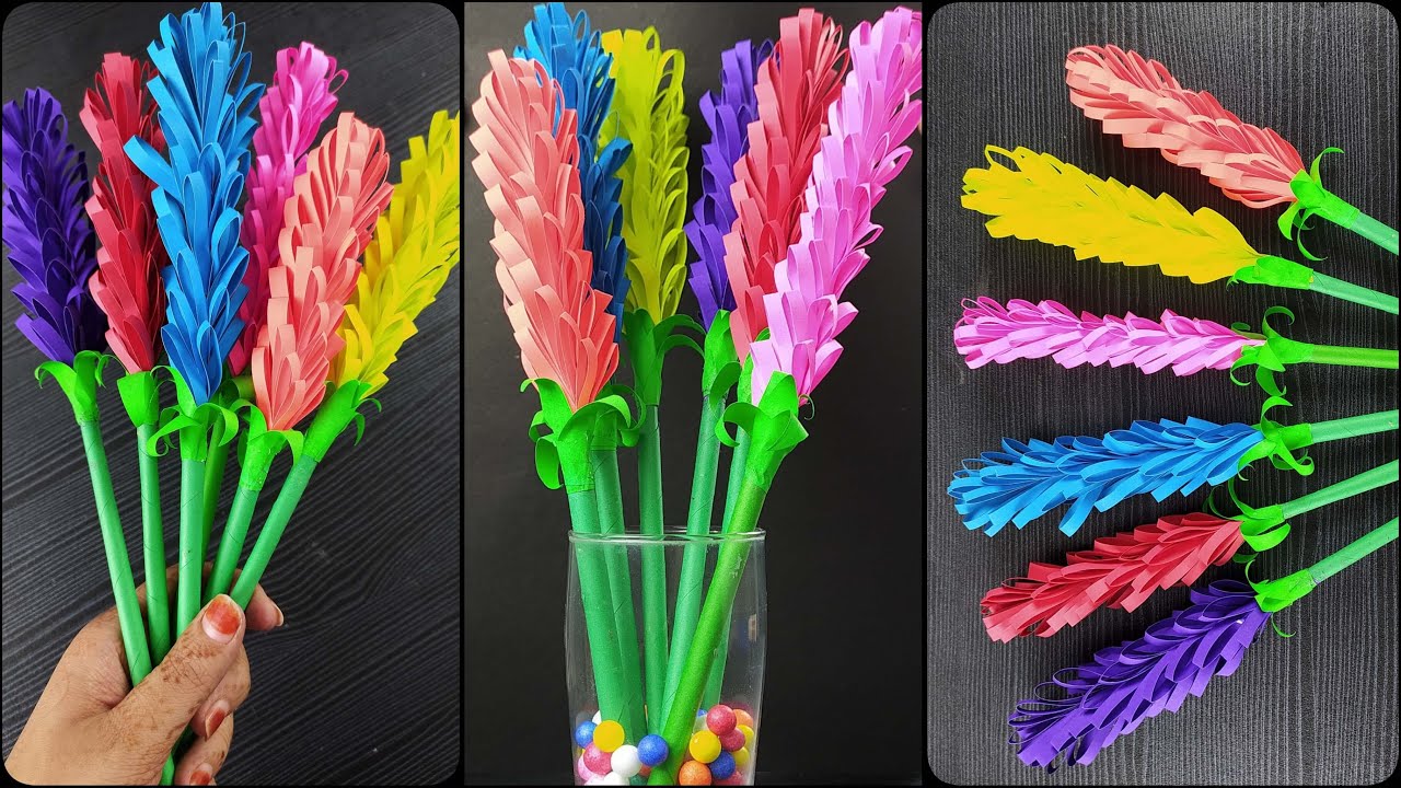 How To Make Beautiful Lavender Paper Flowers || Paper Flowers || DIY ...
