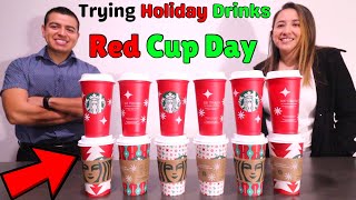 Trying ALL Starbucks Holiday Drinks & Reusable Red Cups Day 2022 LIMITED EDITION (giveaway)