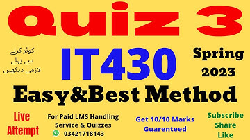IT430 Quiz 3 Solution Spring 2023 100% Correct Answers