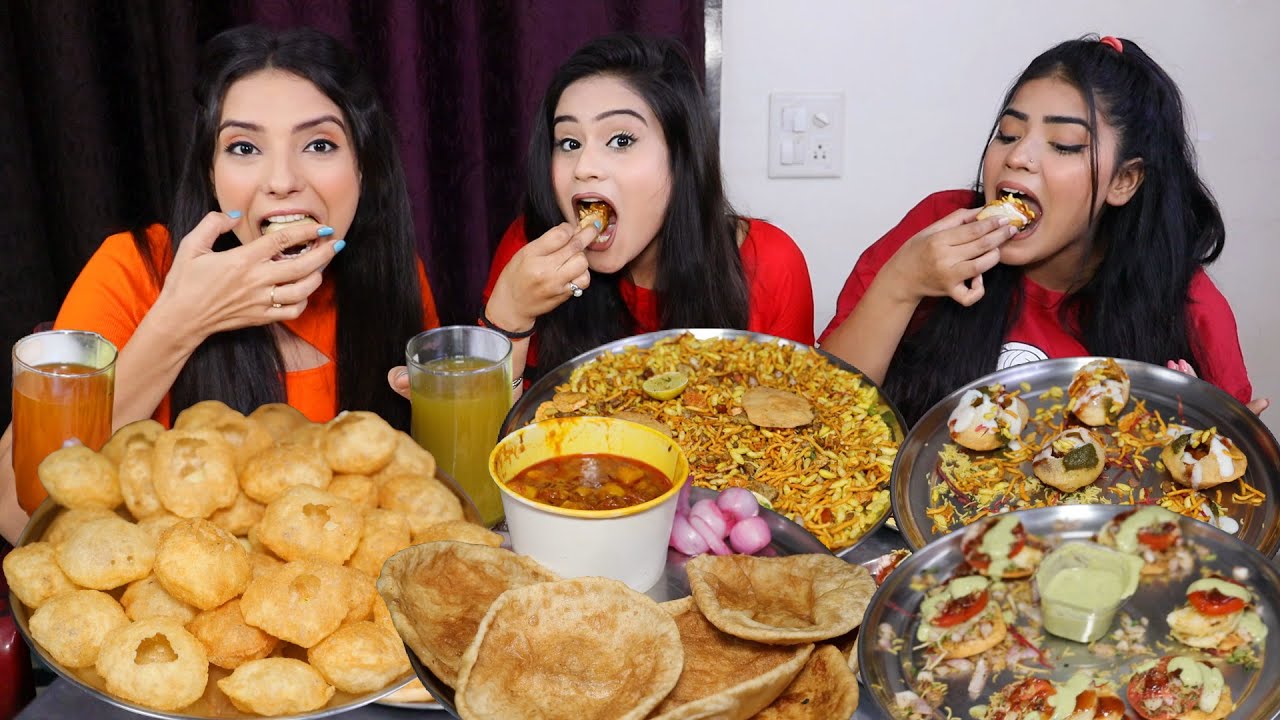 PANIPURI, DAHI PURI, BHEL PURI, SEV PURI, and ALOO PURI Eating Challenge | Food Challenge