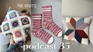 podcast 35 | two finished pillows, stick season sweater, kuutar wrap, and summer lee's sock book screenshot 4