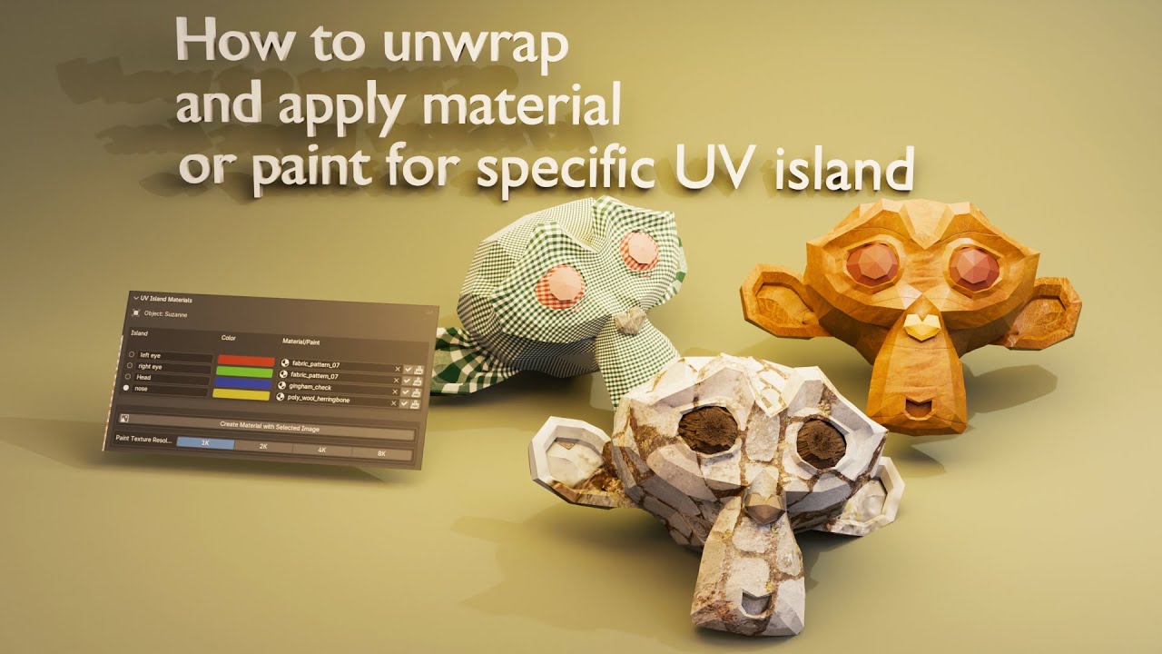 How to unwrap and apply material or paint for specific UV island - YouTube