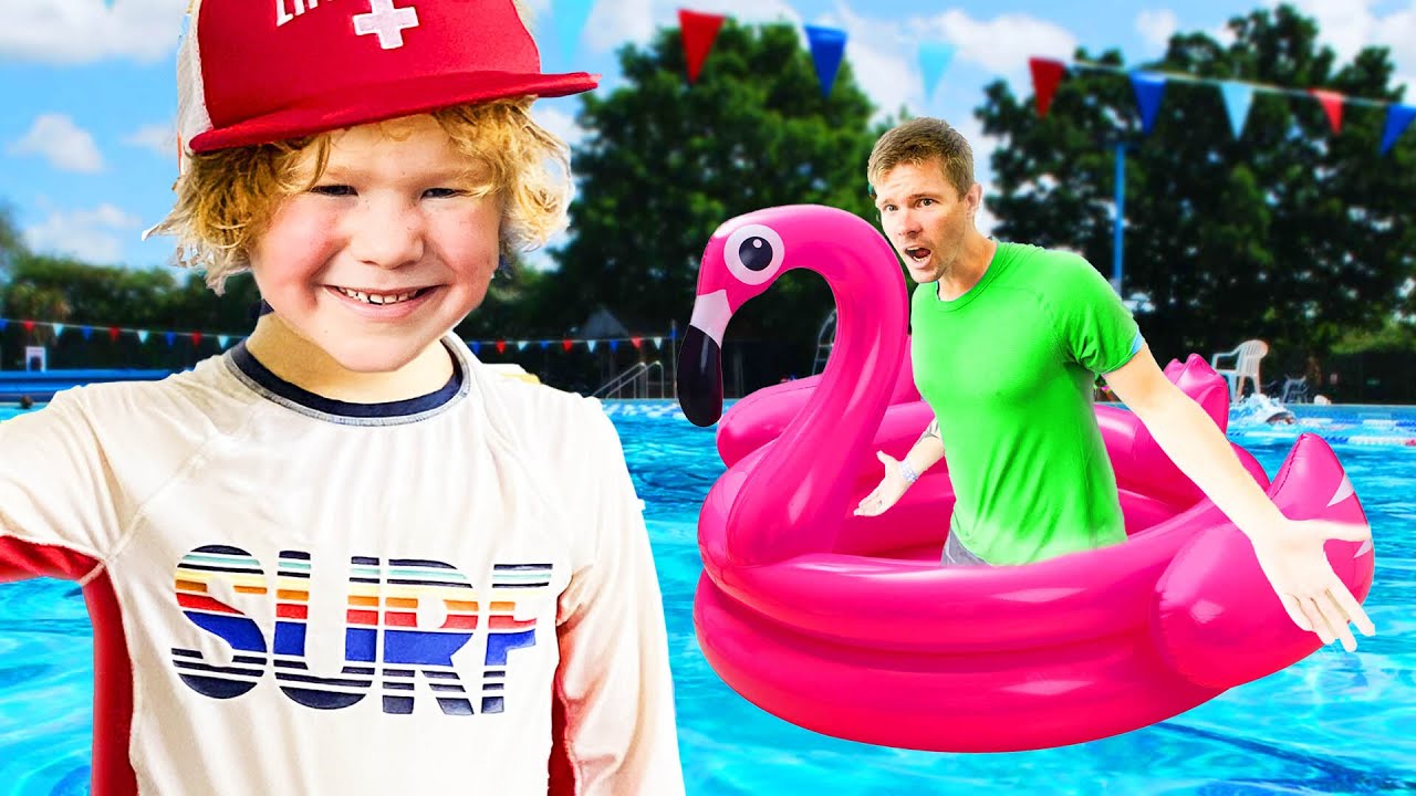 Kids Lifeguard Is ON DUTY! Can Dad Escape Him? - YouTube