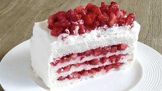 No Bake Bread Cake with Strawberries | No Oven Bread Cake Recipe