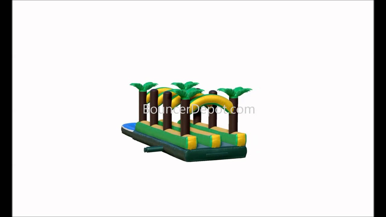 Double Lane Tropical Inflatable Slip N Slide For Sale With Pool # 2020