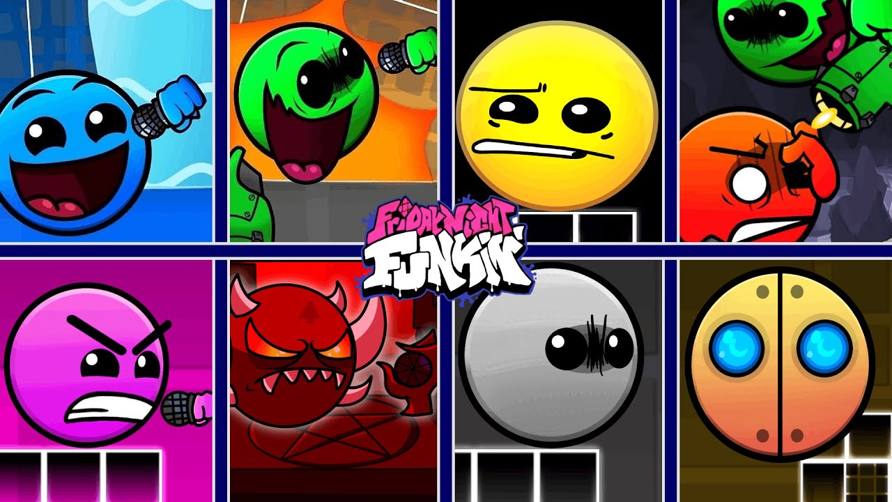 FNF Vs All Difficulty Faces  Compilation of mods  Geometry Dash 22  Friday Night Funkin 