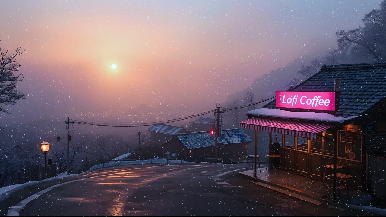 Snowy Japan Café ☕ Lofi Hip Hop Mix for Late Night Study