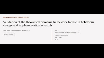 Validation of the theoretical domains framework for use in behaviour change and imple... | RTCL.TV