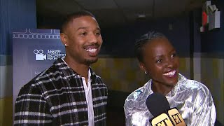 Michael B. Jordan and Lupita Nyong'o Tell Hilarious Story of Falling During Globes Elevator Shoot…