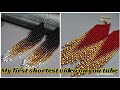 Unique seed bead creation/handmade gold white long fringe earrings trending