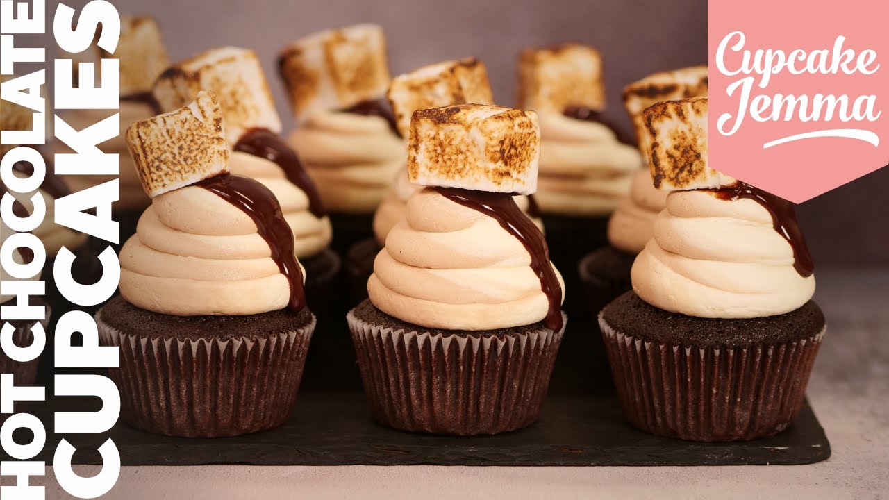 Hot Chocolate Cupcakes with Toasted Marshmallows | Cupcake Jemma Channel | CupcakeJemma