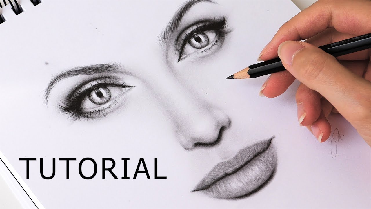 How to Draw Eyes, Nose and Lips (Mouth) - EASY TUTORIAL Step by Step ...