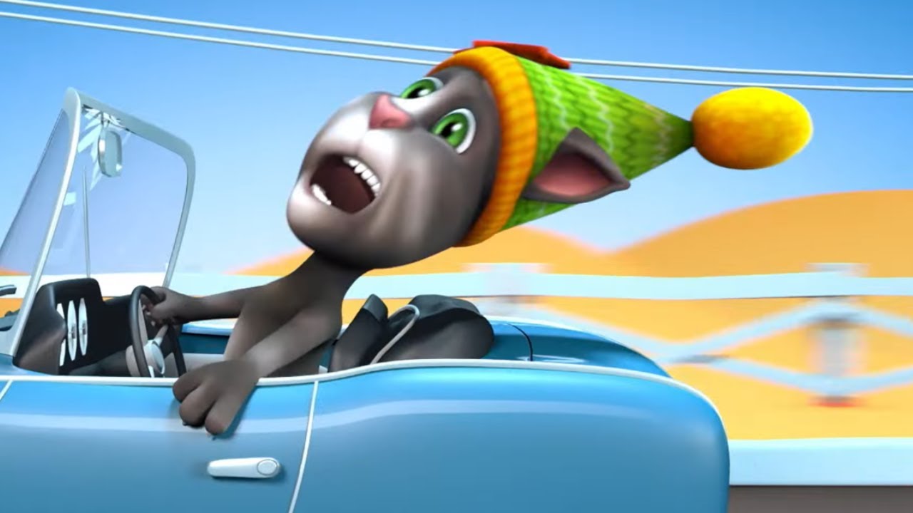 мультик том минимульты на машине. анджела, кот том, хэнк джинджер, бен. говорящий том едет на машине. том и анджела 4 сезон. говорящий том 2 и его друзья.