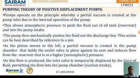 Lecture Video 2_ 17ME72_Fluid Power Systems_Module 2_ Pump theory and Gear pump_ Dr C ANIL KUMAR