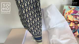 Dior Oblique Diortwin Square Scarf Gray Silk