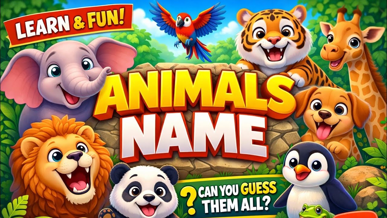 Animal Names for Kids 🐶🐱 | Fun 3D Cartoon Learning Video