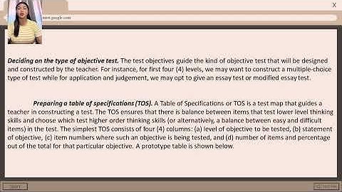 ED 106 ASSESSMENT IN LEARNING (Constructing a True - False test) PRESENTED BY: ARJELYN MAR BUENDIA