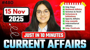 15 November 2025 Current Affairs I Daily Current Affairs I Current Affairs Today I by Nikita Ma,am