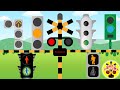 踏切アニメ★信号がいっぱい付いた目立つ踏切カンカン!Railroad crossing with various traffic lights
