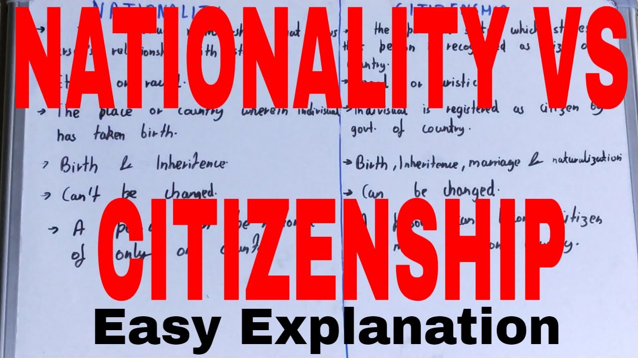 Nationality vs Citizenship|Difference between nationality and citizenship| Nationality & citizenship - YouTube