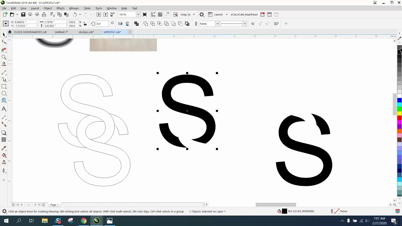 Corel Draw Tips & Tricks Interlace or Interlock Text Part 3 3D - YouTube